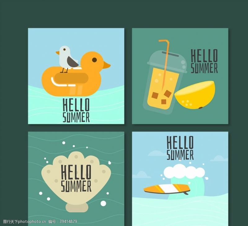 海鸥创意你好夏季卡片图片