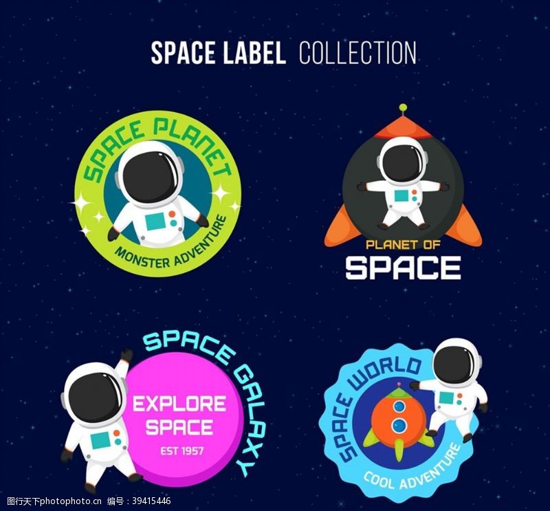 太空船创意宇航员标签图片