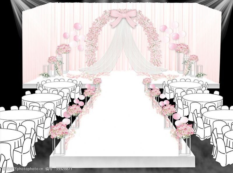 气球拱门粉色婚礼效果图图片