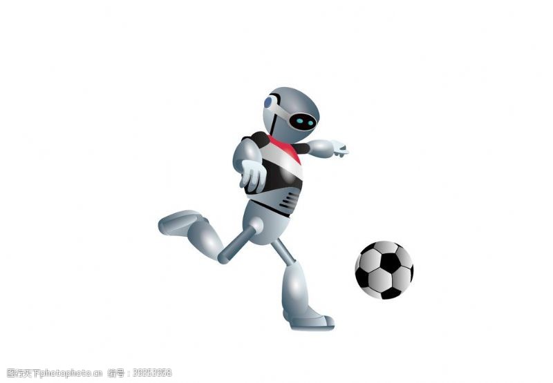 卡通人踢足球卡通机器人AI图片