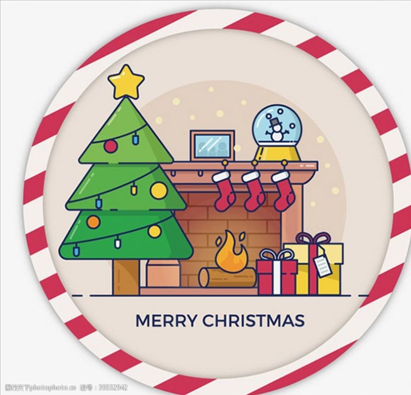 潮流卡片模板圣诞节卡通元素图案图片