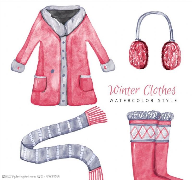 雪地靴水彩绘冬季服饰图片