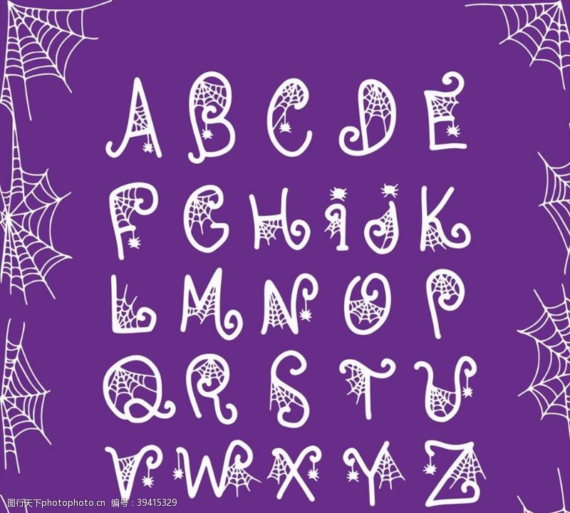 万圣节蜘蛛网字母图片
