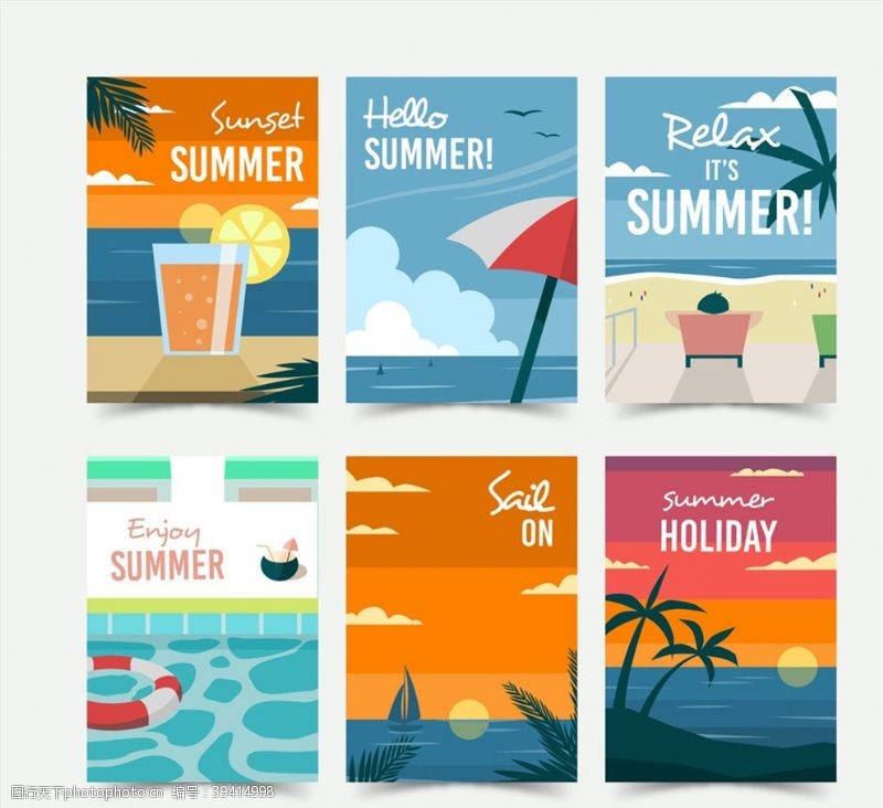 饮料矢量素材夏季度假卡片图片