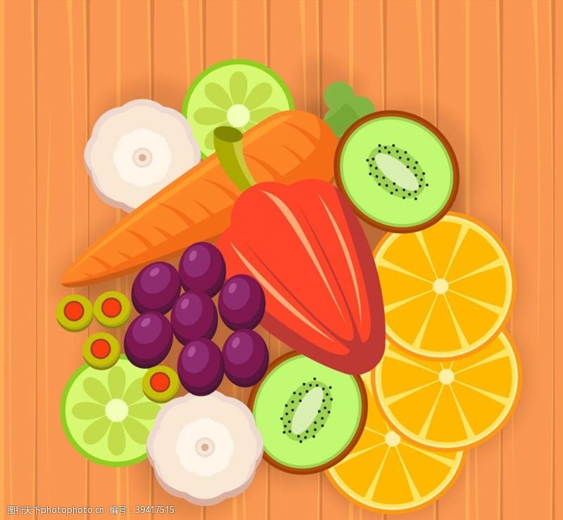 猕猴桃广告桌子上的蔬菜水果图片