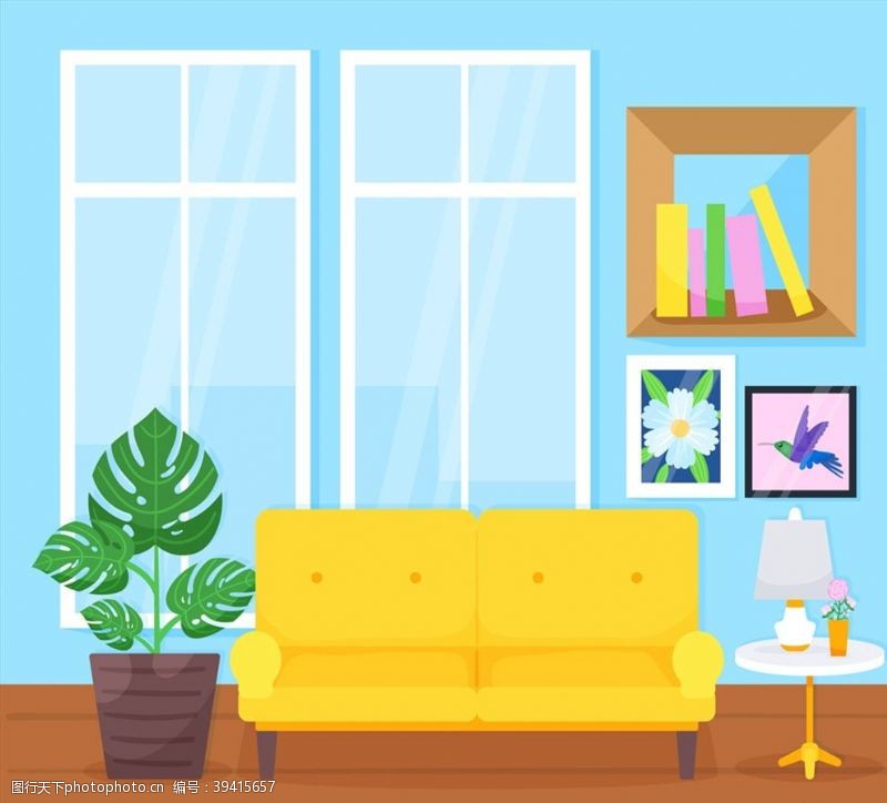 龟背竹彩色温馨客厅设计图片