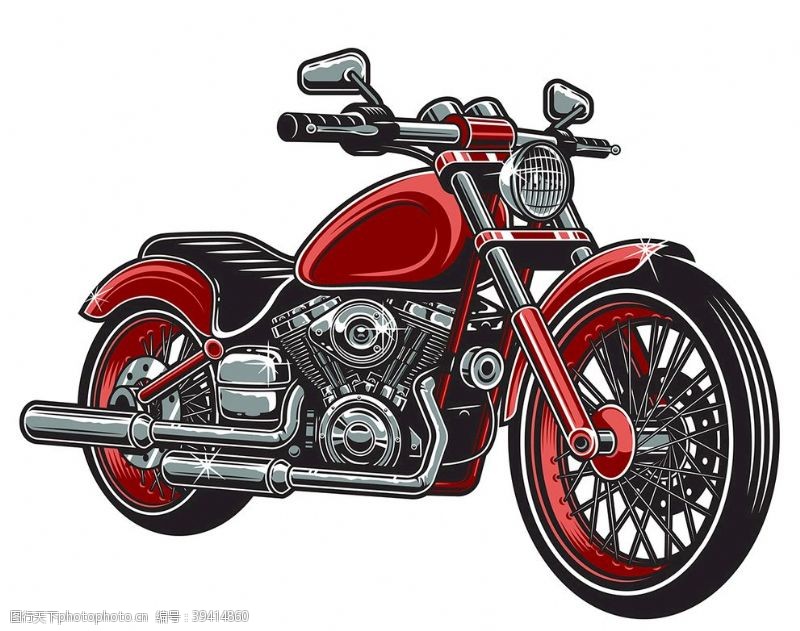 趣味广告设计红色摩托车图片