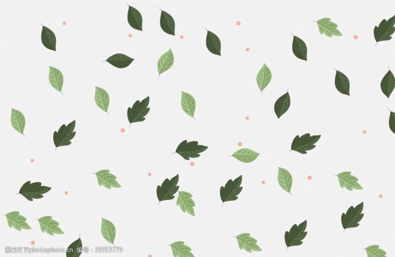 绿色小清新包装手绘树叶平铺图案图片