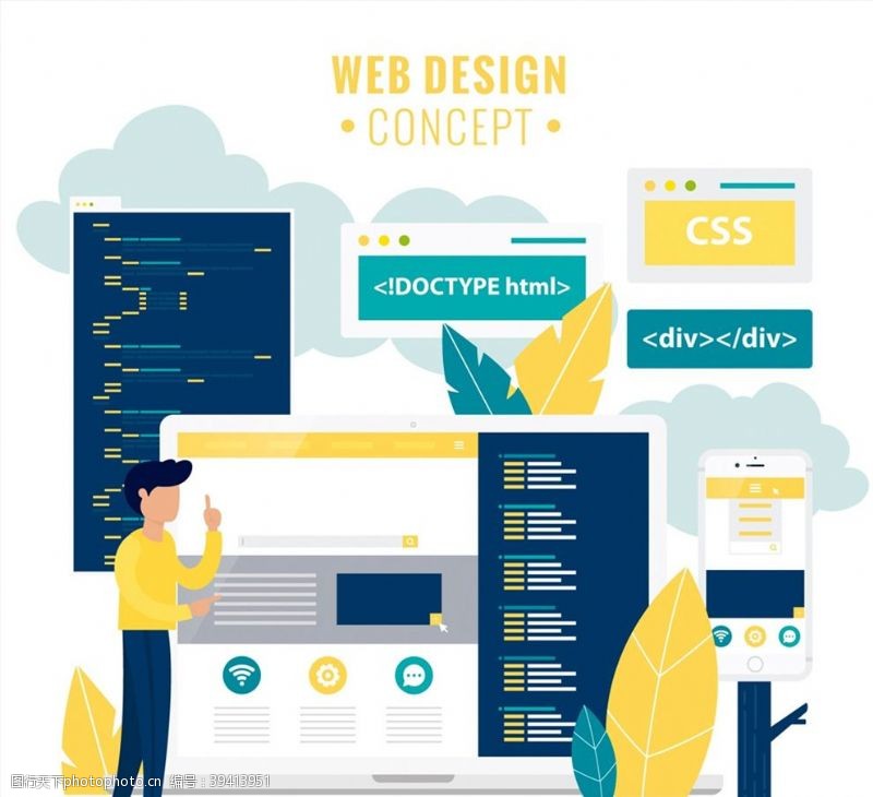 矢量概念网页设计概念图图片