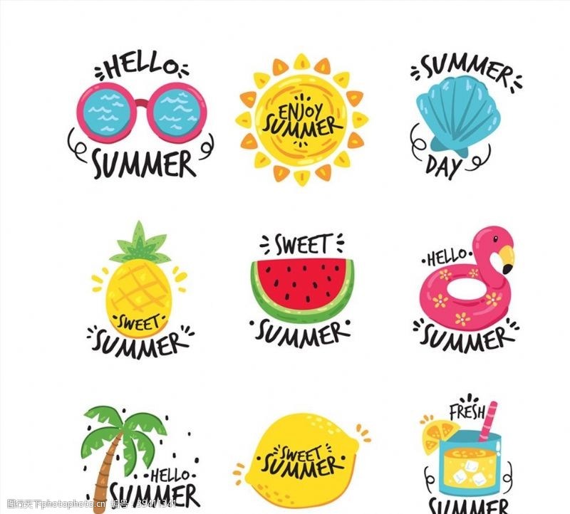 太阳镜夏季旅行标签图片