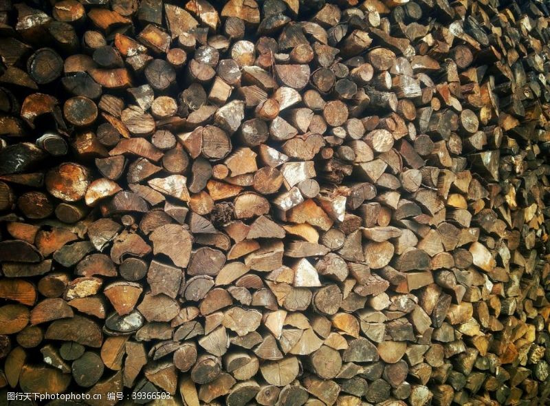 柴木成堆码放的木柴图片