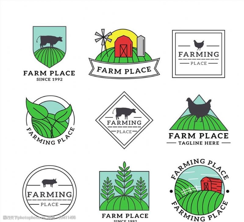 牛奶农场创意农场标志图片