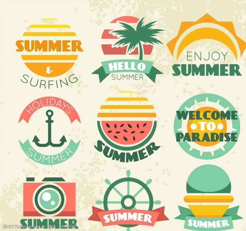 夏季徽章复古夏季度假徽章图片