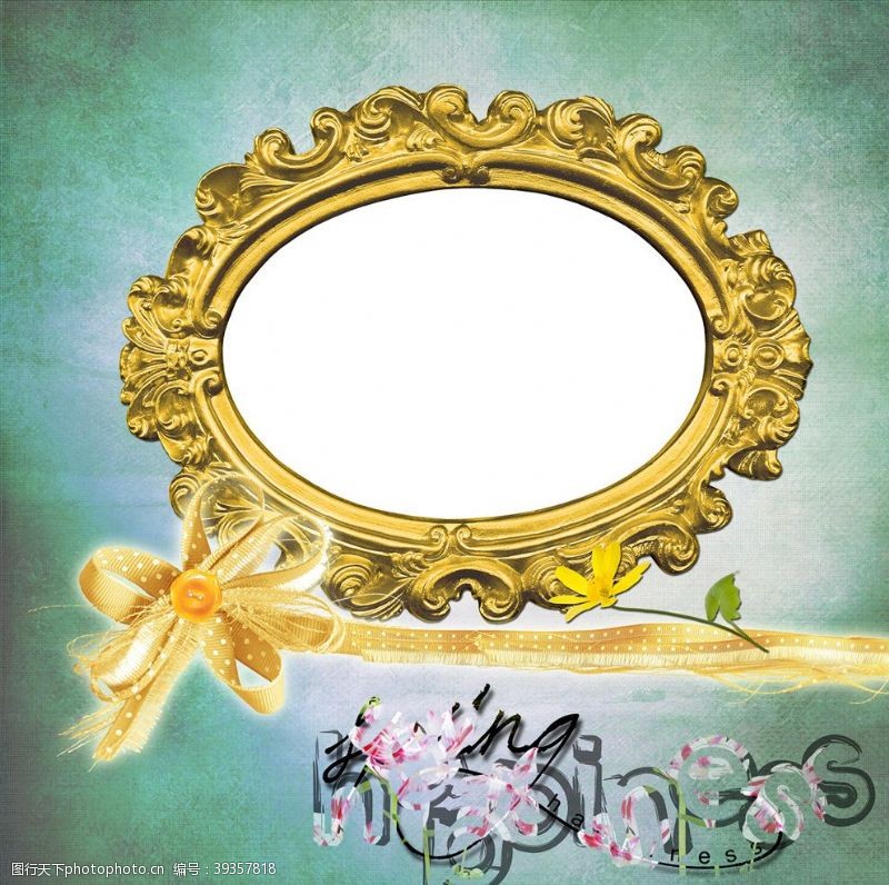 花卉海报金色花环镜子图片