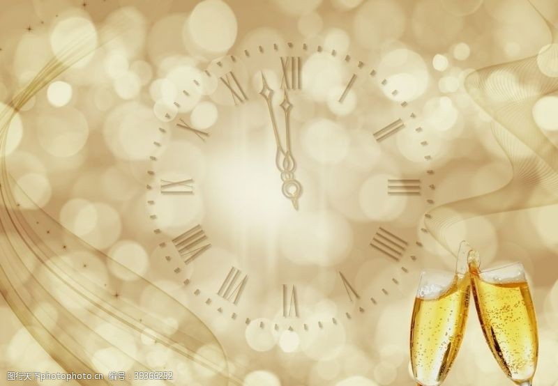 新年钟声金色时钟背景图片
