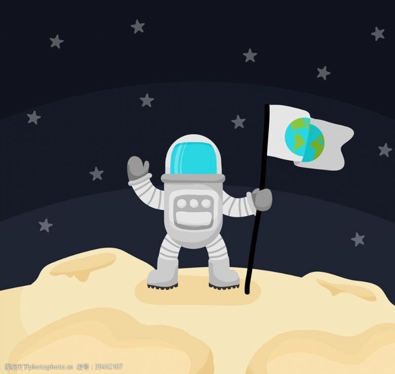 宇航员登月卡通登陆月球的男子图片