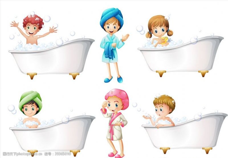 儿童洗澡卡通儿童图片