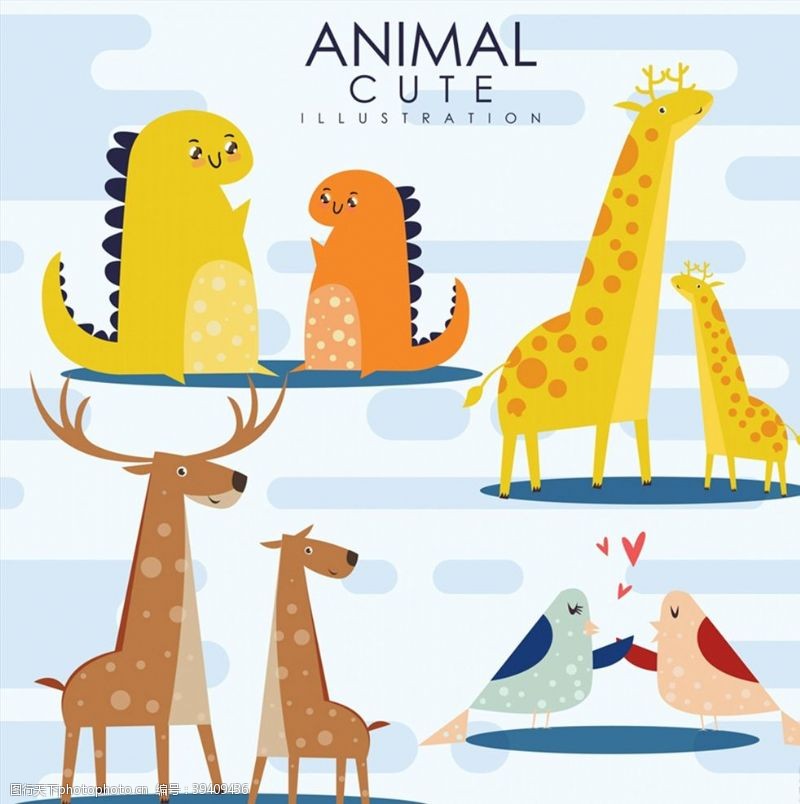 长颈鹿可爱动物设计矢量图片