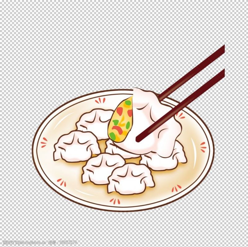 节日素材手绘饺子素材图片