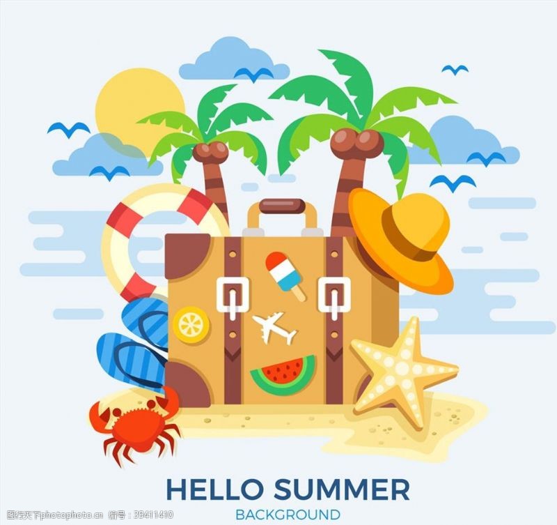 太阳帽夏季海滩行李箱图片