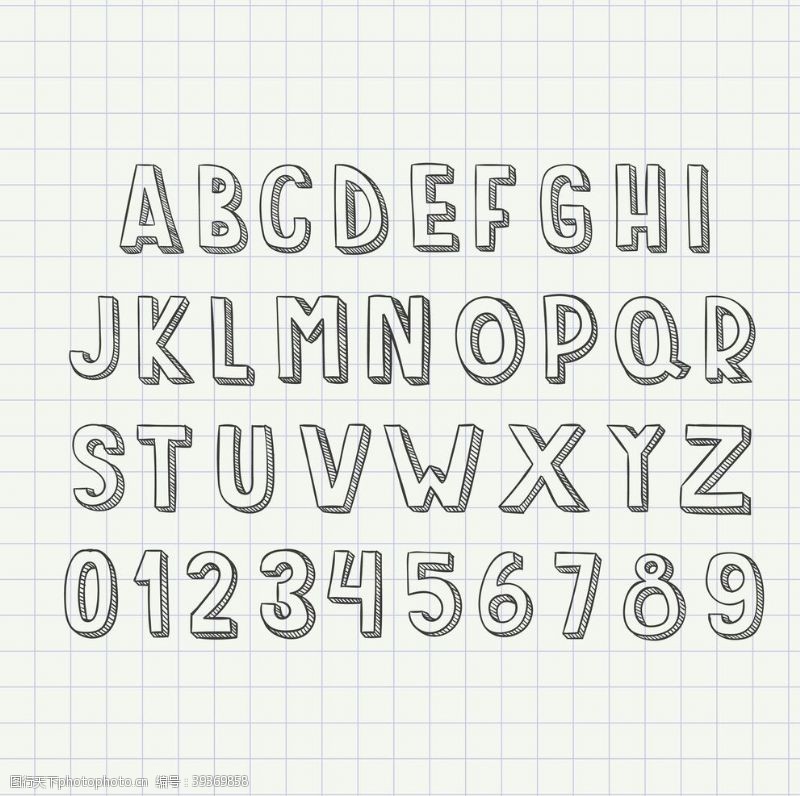 立体数字3英文字母数字图片