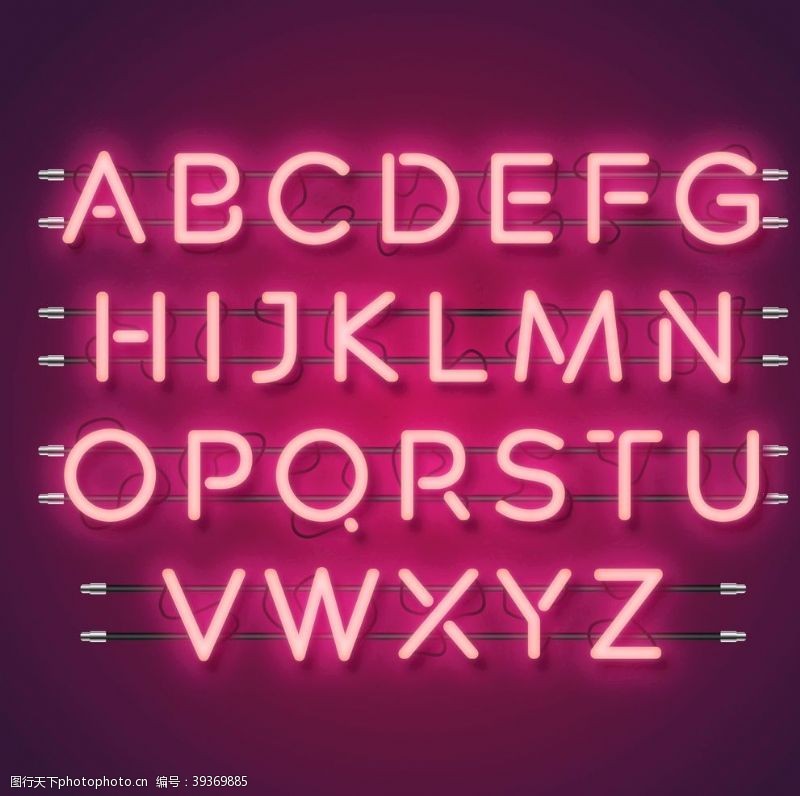 霓虹灯矢量图英文字母数字图片