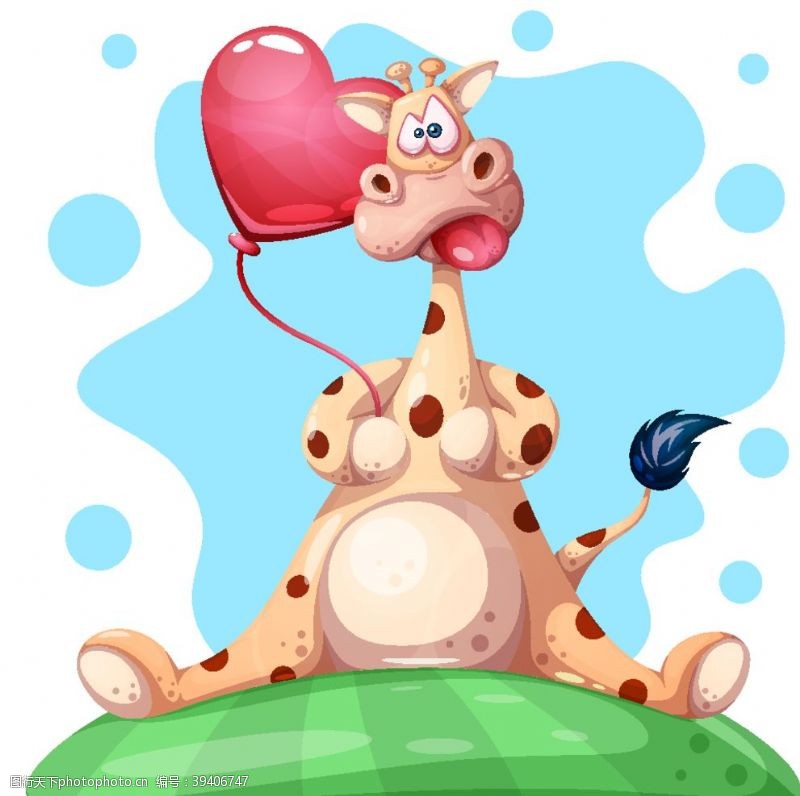 长颈鹿和爱心气球图片