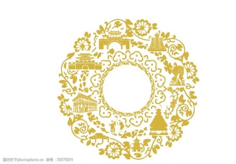 圆形印章贵州地标圆形花纹底纹图片