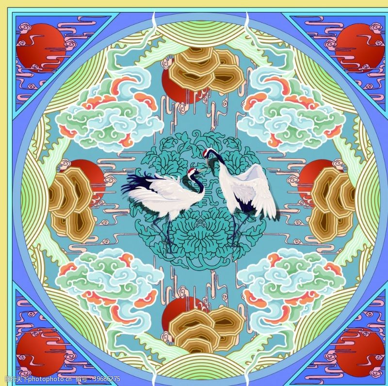 流行印花鹤方巾图片