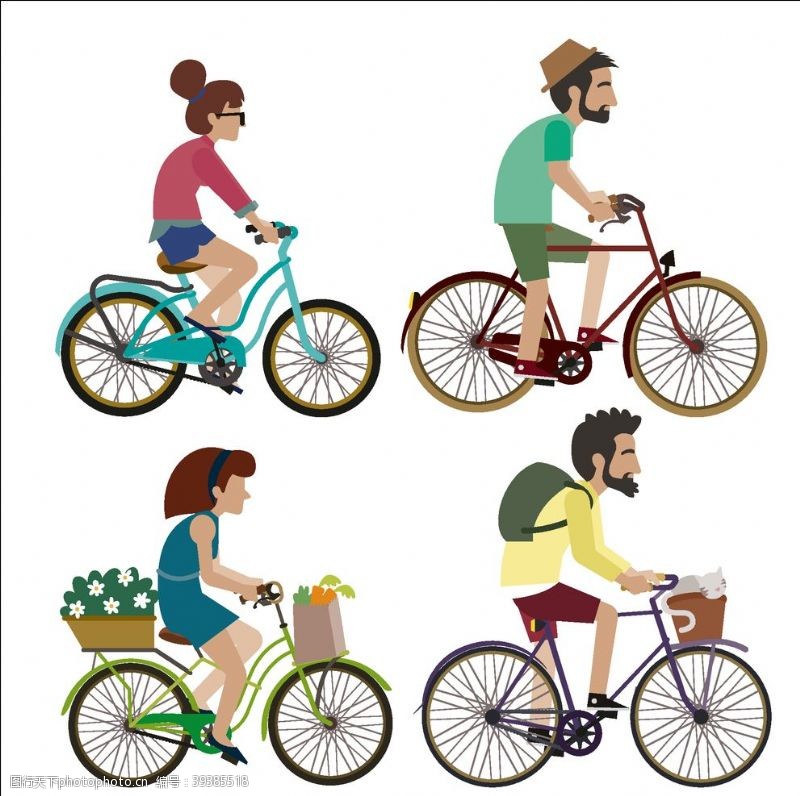 卡通脚骑自行车图片
