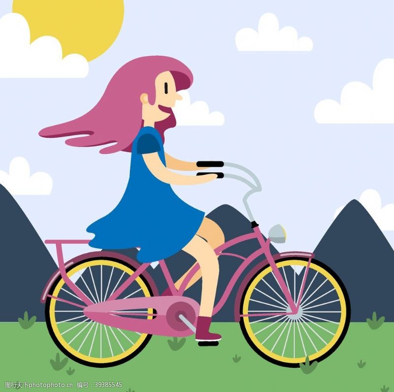 卡通脚骑自行车图片