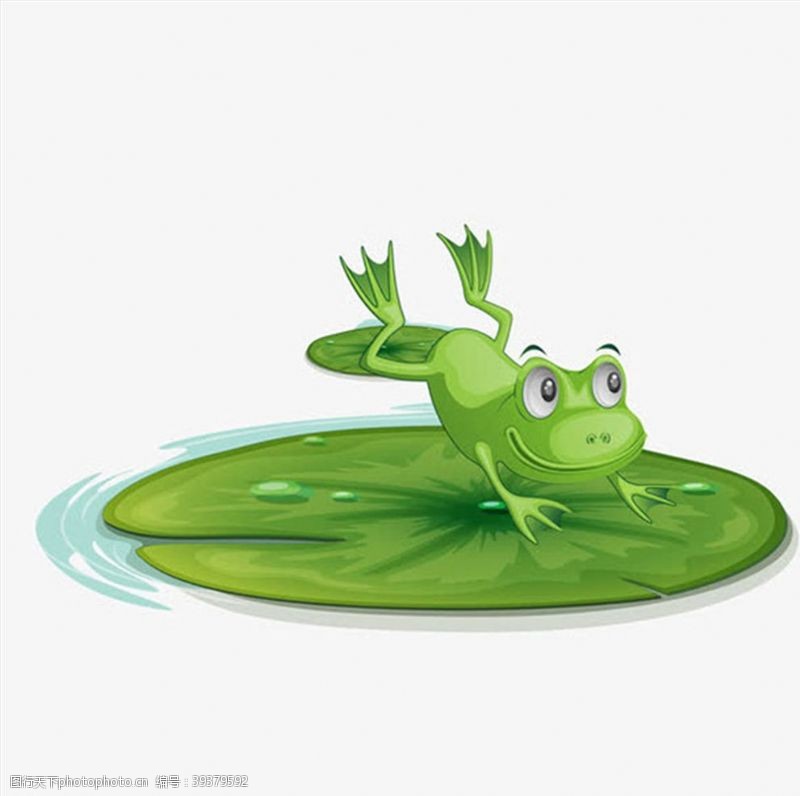 绿色荷叶跳到荷叶的青蛙图片