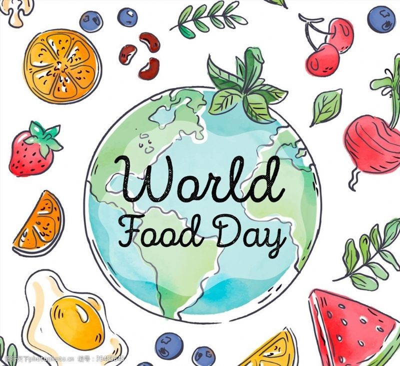 水彩蓝莓彩绘世界粮食日图片
