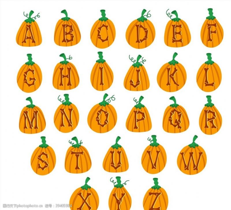 橙色英文橙色南瓜字母图片
