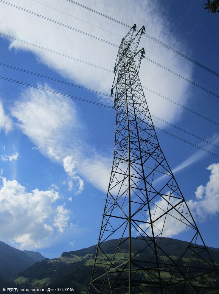 高压线塔电网图片