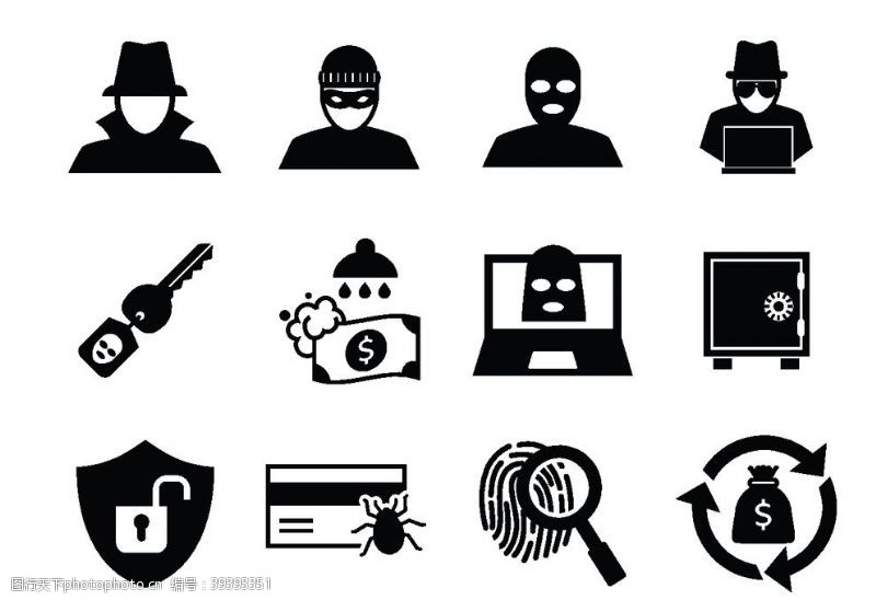 警察标志黑客人物图标图片