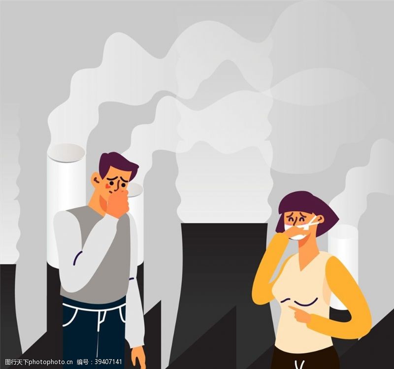 大气污染环境污染下的男女图片