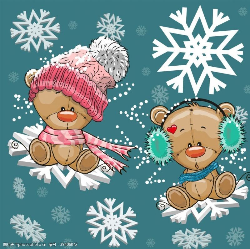 围巾卡通冬季熊矢量图片