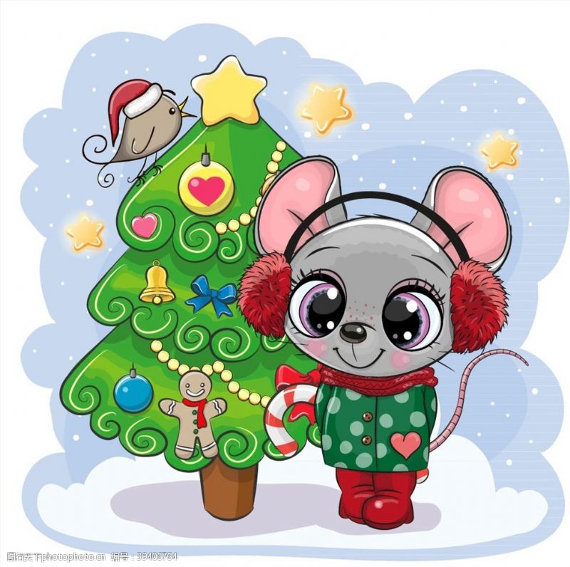 老鼠卡通卡通圣诞树和老鼠图片