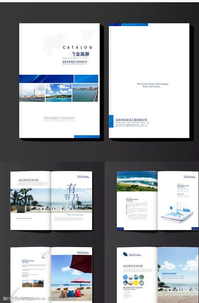 实用画册蓝色大气整套企业画册图片