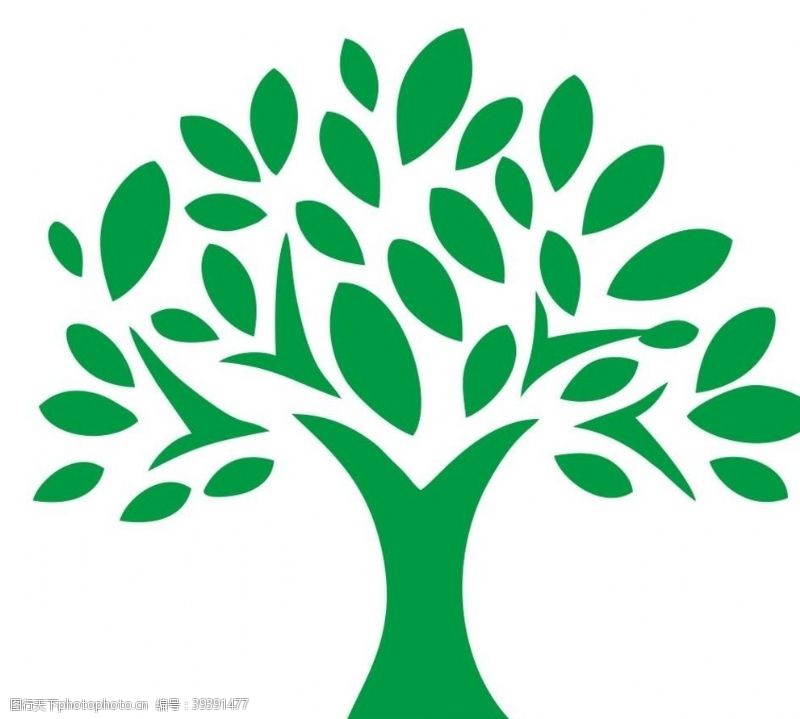 树杈矢量绿树标志图片