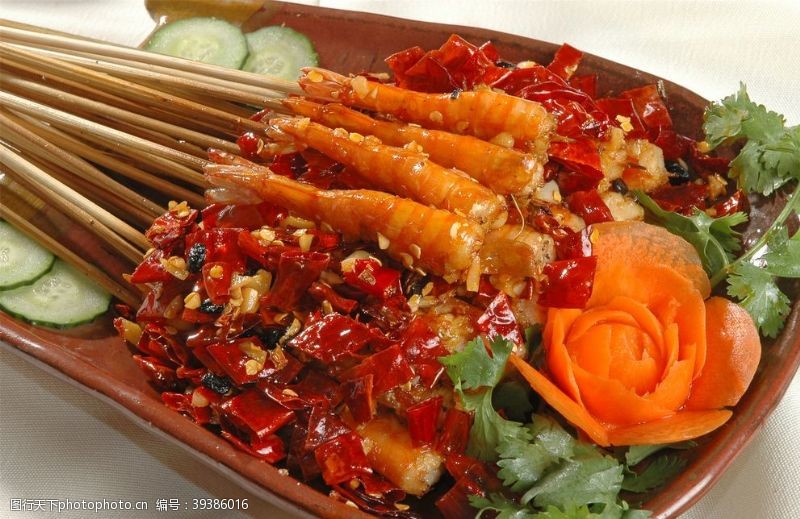 香菜香辣串串虾图片
