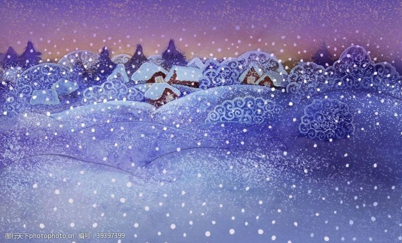 卡通冬天场景下雪场景图片