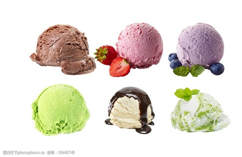 水彩手绘冰淇淋冰淇淋雪糕球素材图片