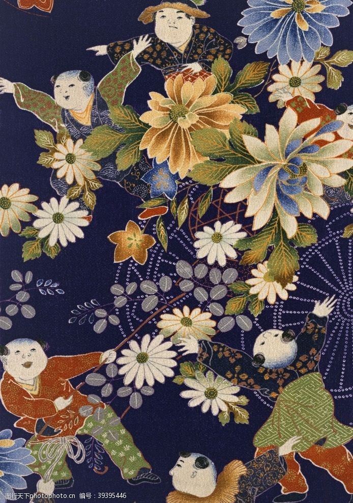 欧美风海报设计布艺传统花纹图片
