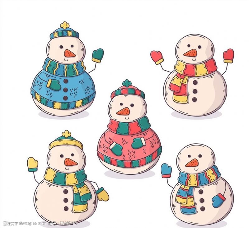 围巾彩绘冬季雪人图片