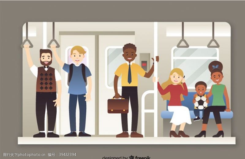 足球班创意乘坐地铁的人物图片
