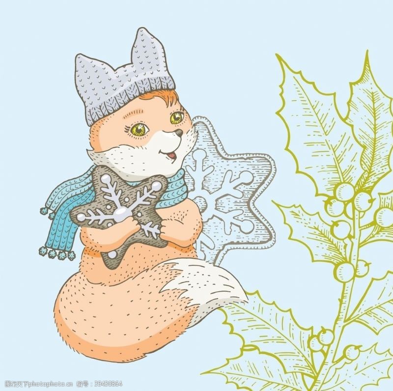 围巾冬季服饰小动物图片