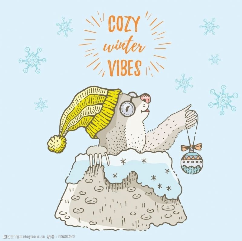 拟人化卡通冬季服饰小动物图片