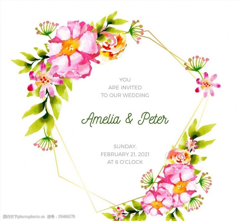 花卉海报粉色花卉婚礼海报图片
